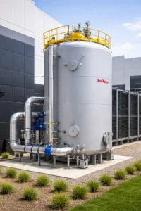 Chilled water thermal storage tank at a data center facility