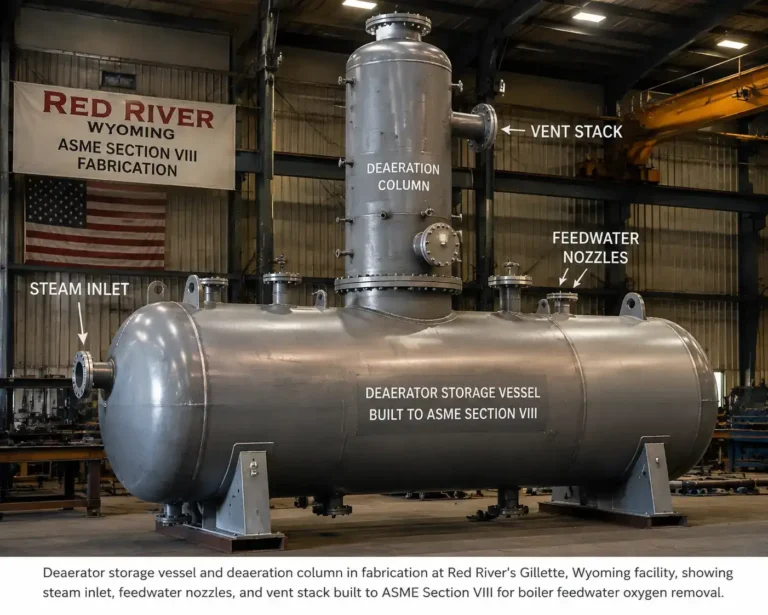 Deaerator tank oxygen removal boiler feedwater ASME fabrication Red River Wyoming