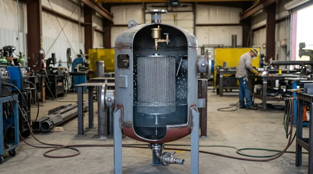 How do air separator tanks work coalescing media automatic air vent cutaway Red River Wyoming