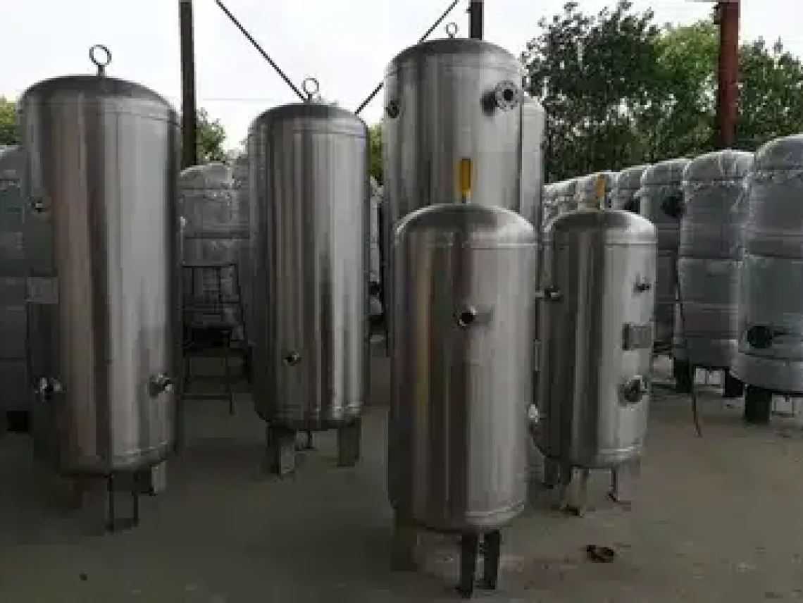 a group of large metal tank