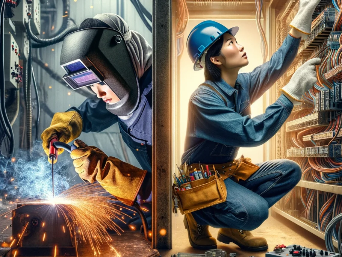 a welder and an electrician