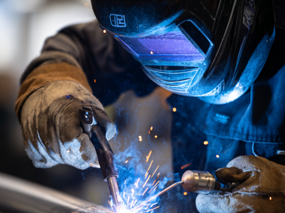 welder practicing for tig welding certification