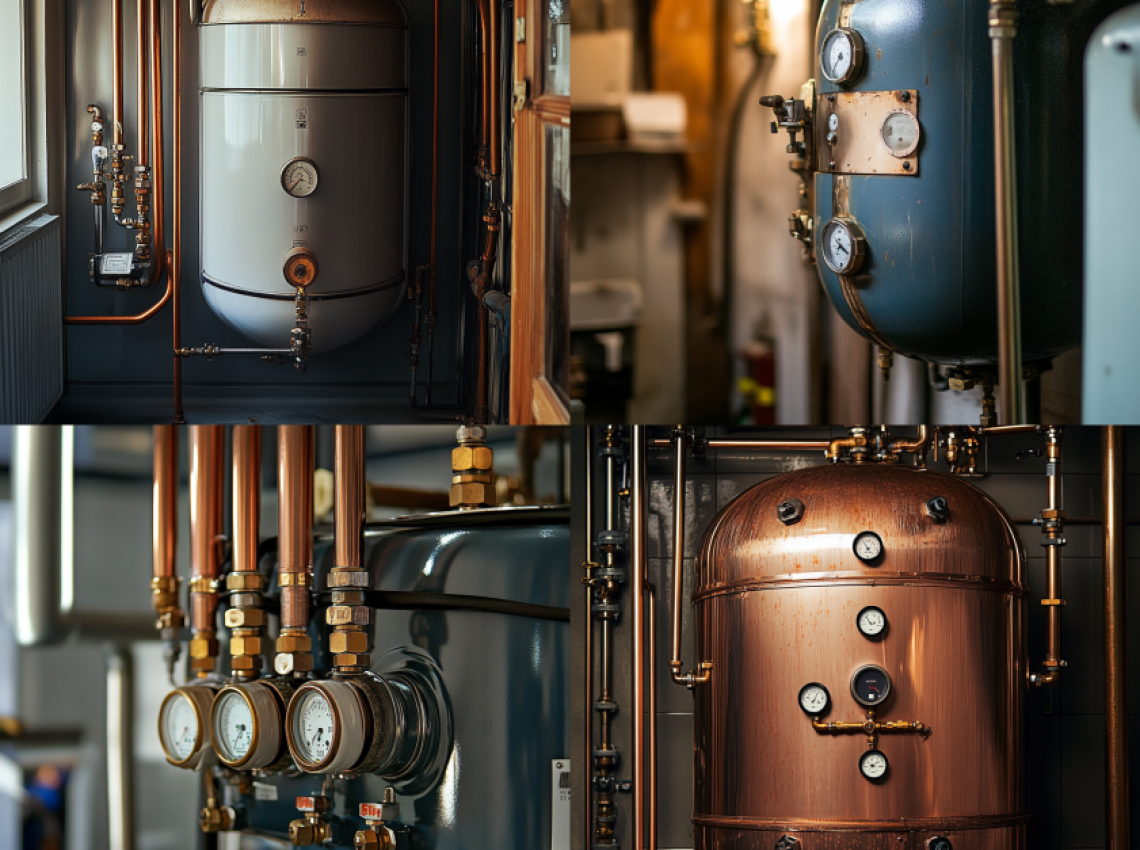 Boiler expansion vessel showing signs of failure in a heating system