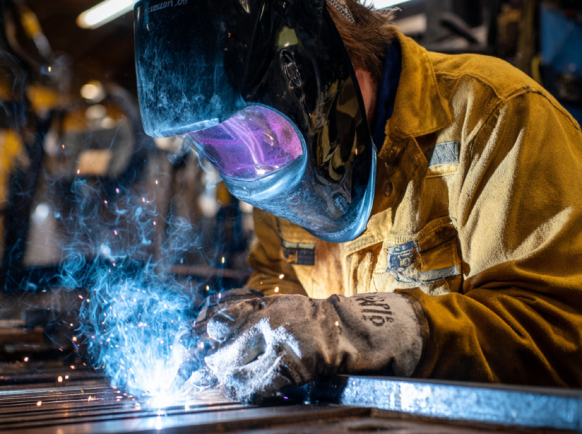 student practicing welding in welding certificate programs