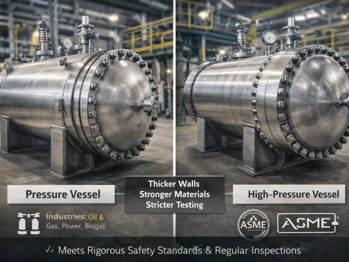 a pressure vessel and a high-pressure vessel