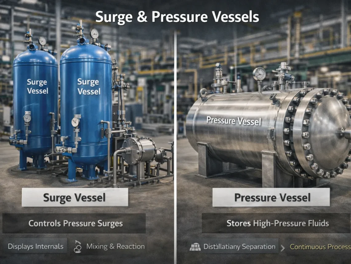 a surge vessel and a pressure vessel