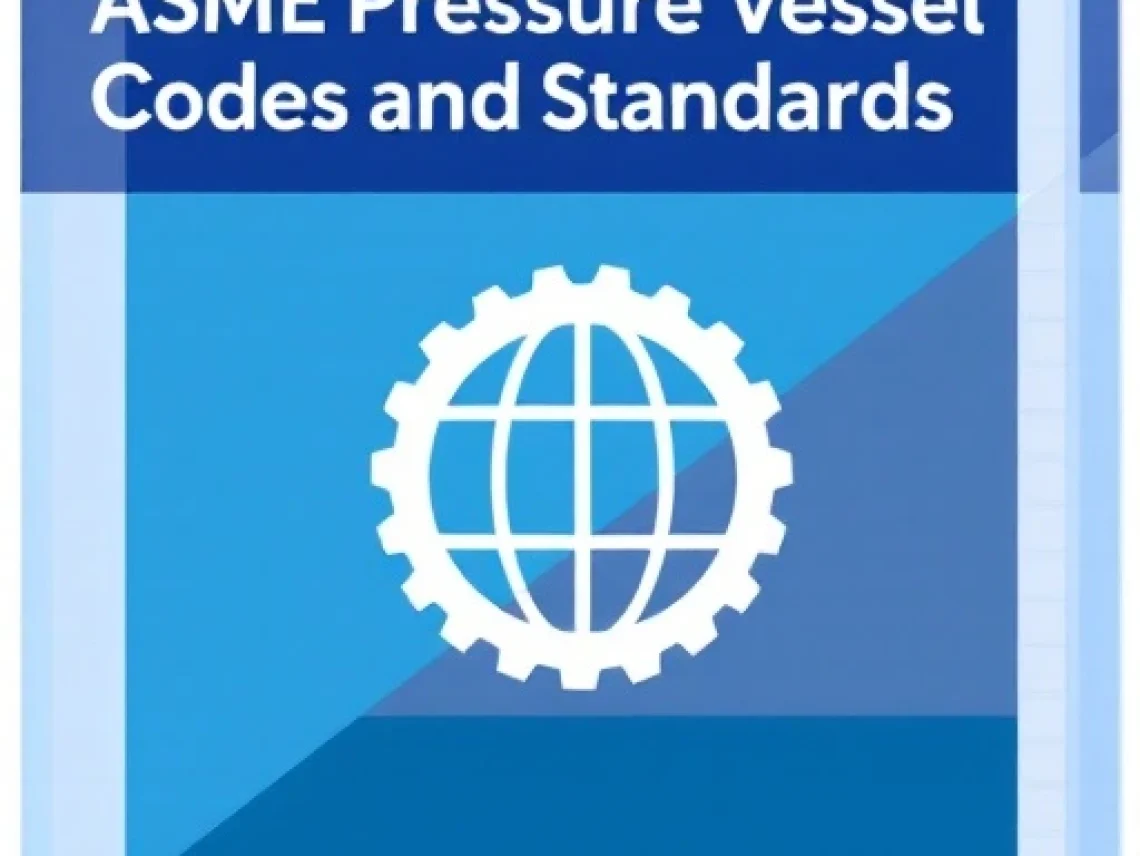 ASME Pressure Vessel Codes and Standards Guide cover with globe gear icon and blue background