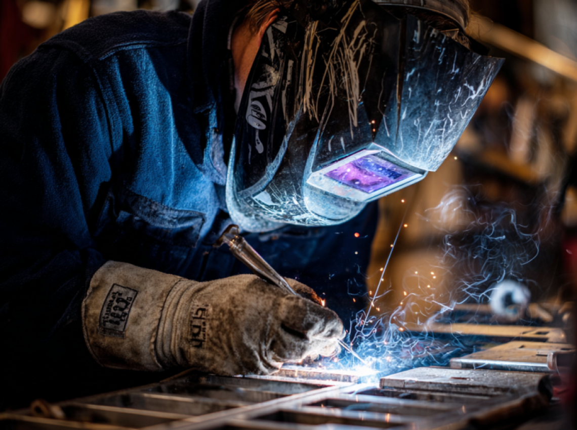 welder practicing during welding certification classes session
